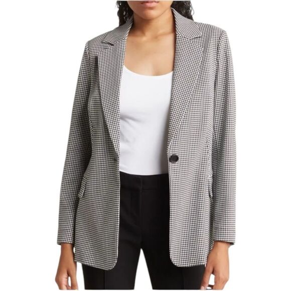 Adrianna Papell NWOT Houndstooth Pattern Button Front Blazer Jacket XS - Picture 1 of 9